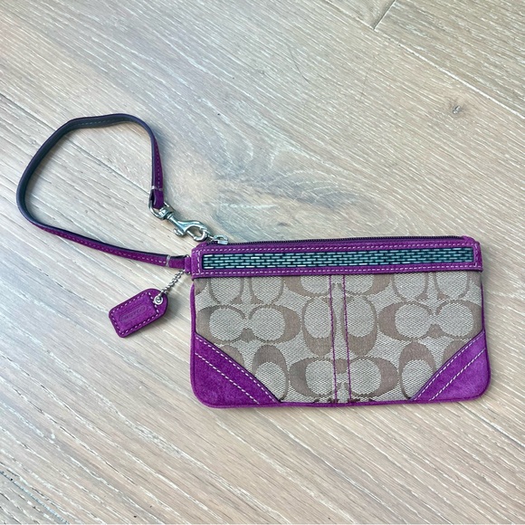 Coach Violet and Beige Wristlet Wallet - Picture 1 of 2